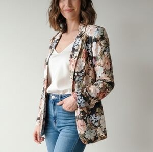 TALULA Summer Floral Blazer Peach & White Multi Ptp 19.5" L 25.5" Pockets